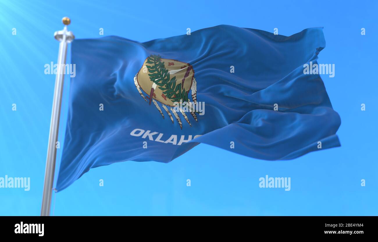 Flag of Oklahoma state, region of the United States Stock Photo