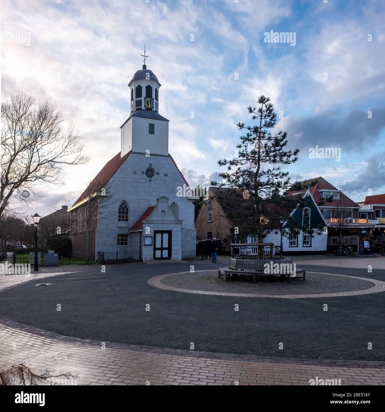 De Koog,  Netherlands - 25 February 2020:  view on the church of the  tourist village of De Koog, located on the island of Texel. Stock Photo