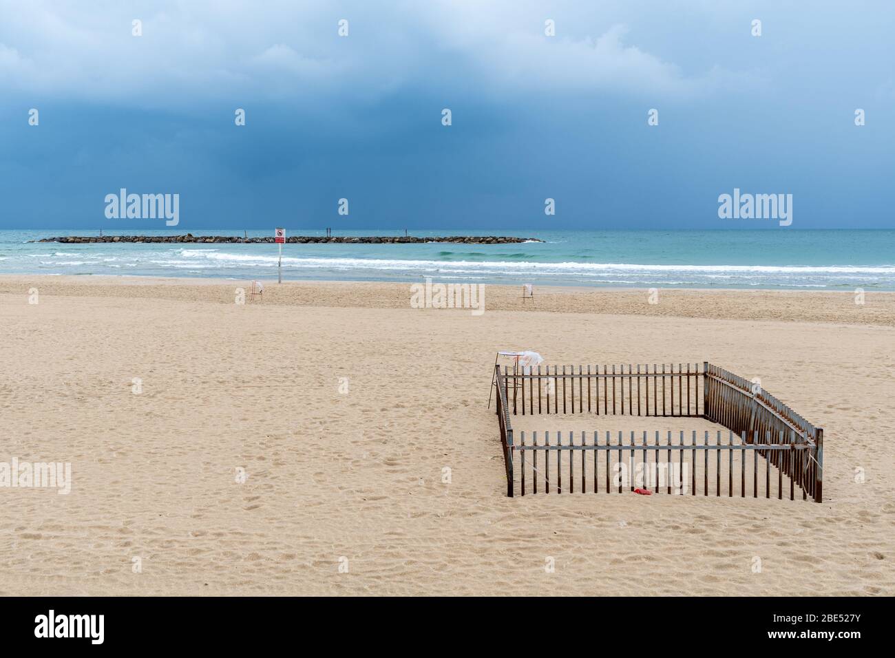 The beach of Tel Aviv on a cloudy day Stock Photo