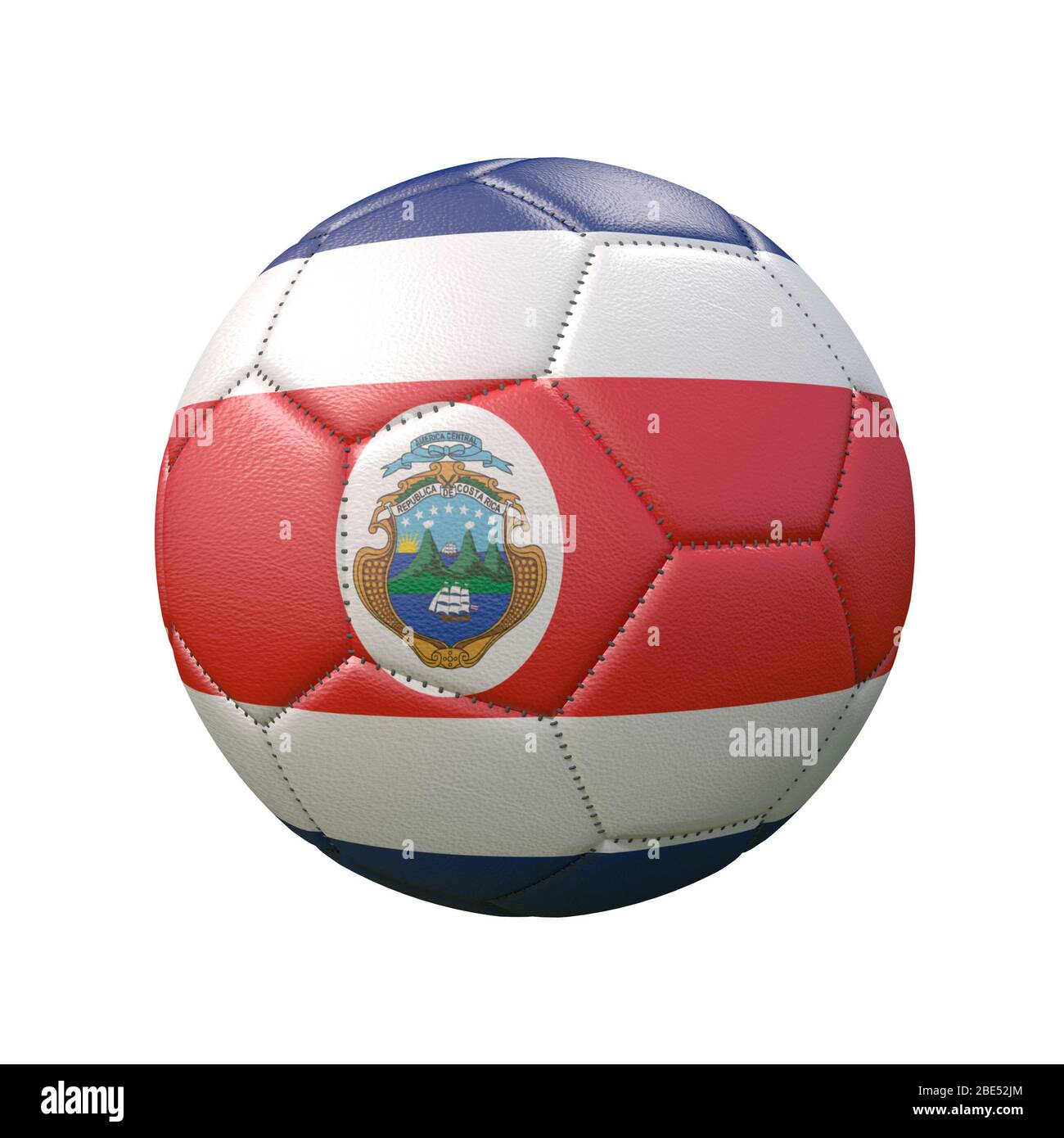 Soccer ball in flag colors isolated on white background. Costa Rica. 3D