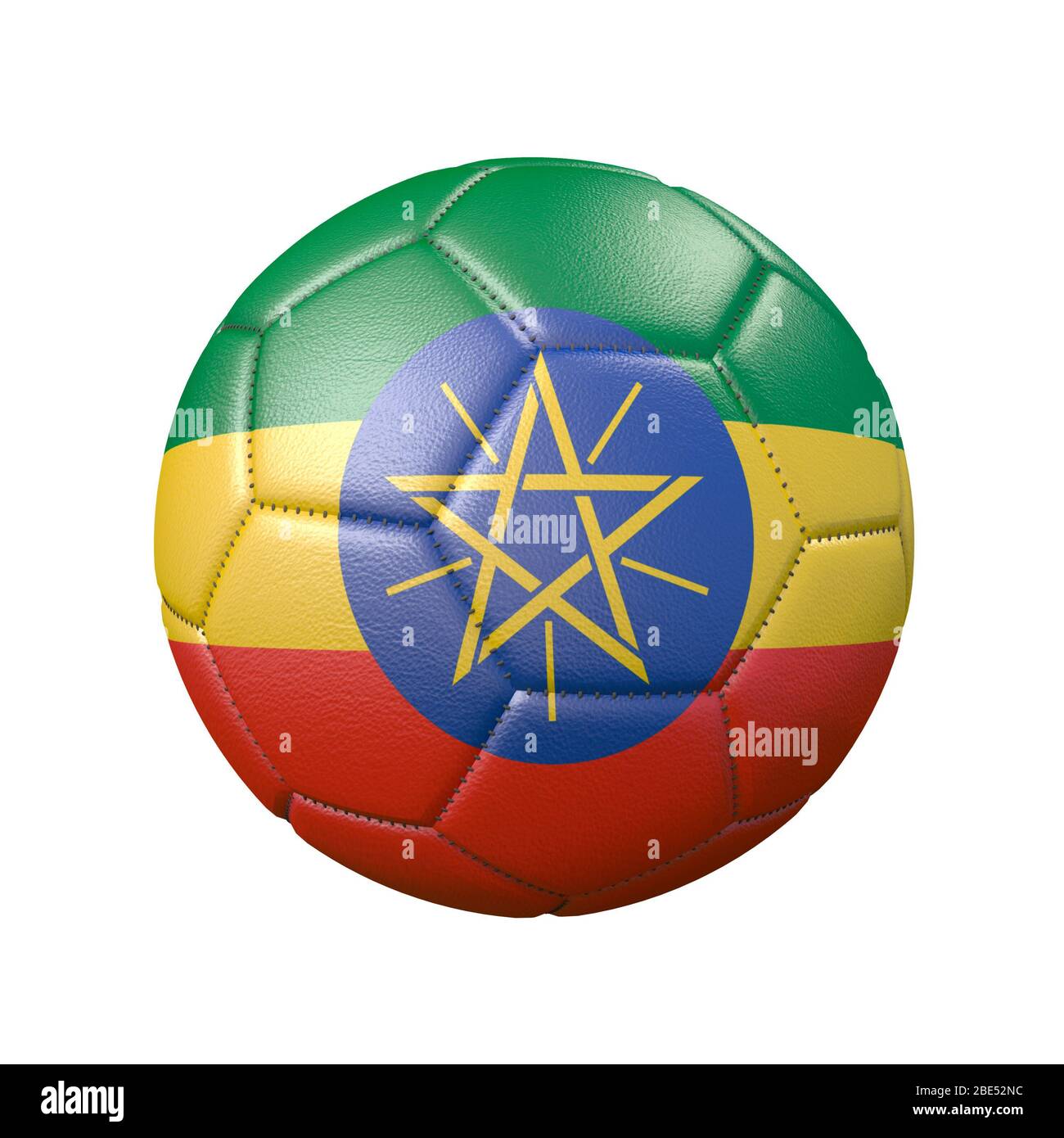 Soccer ball in flag colors isolated on white background. Ethiopia. 3D