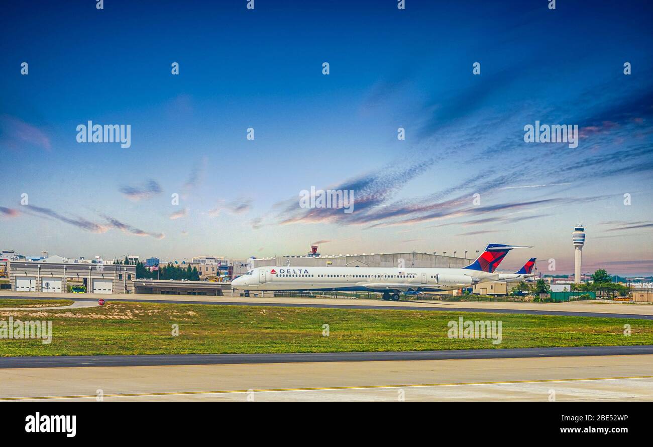 Delta Airplane at Atlanta Airport Stock Photo