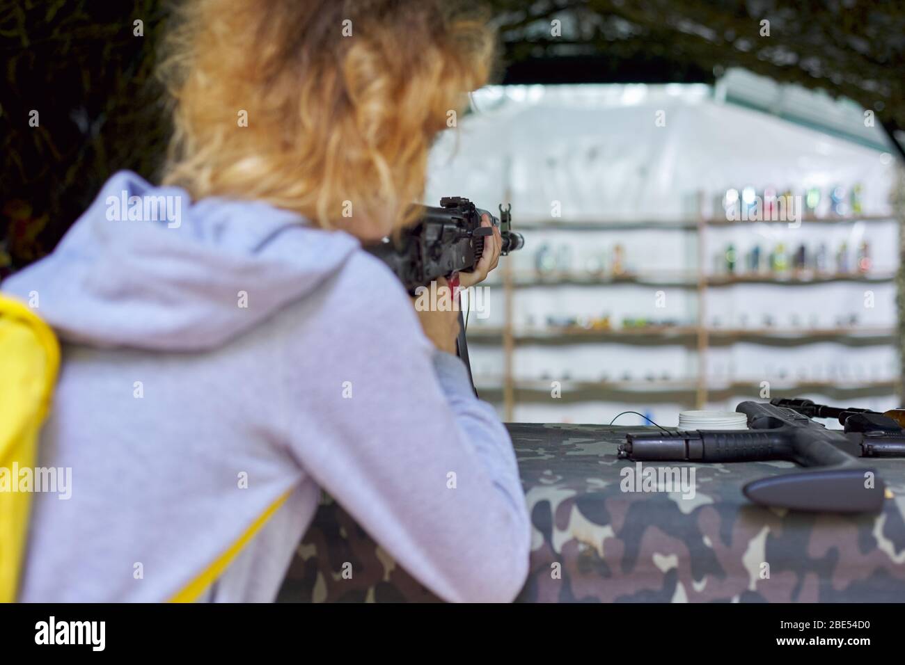 Young woman shooting hunting rifle hires stock photography and images