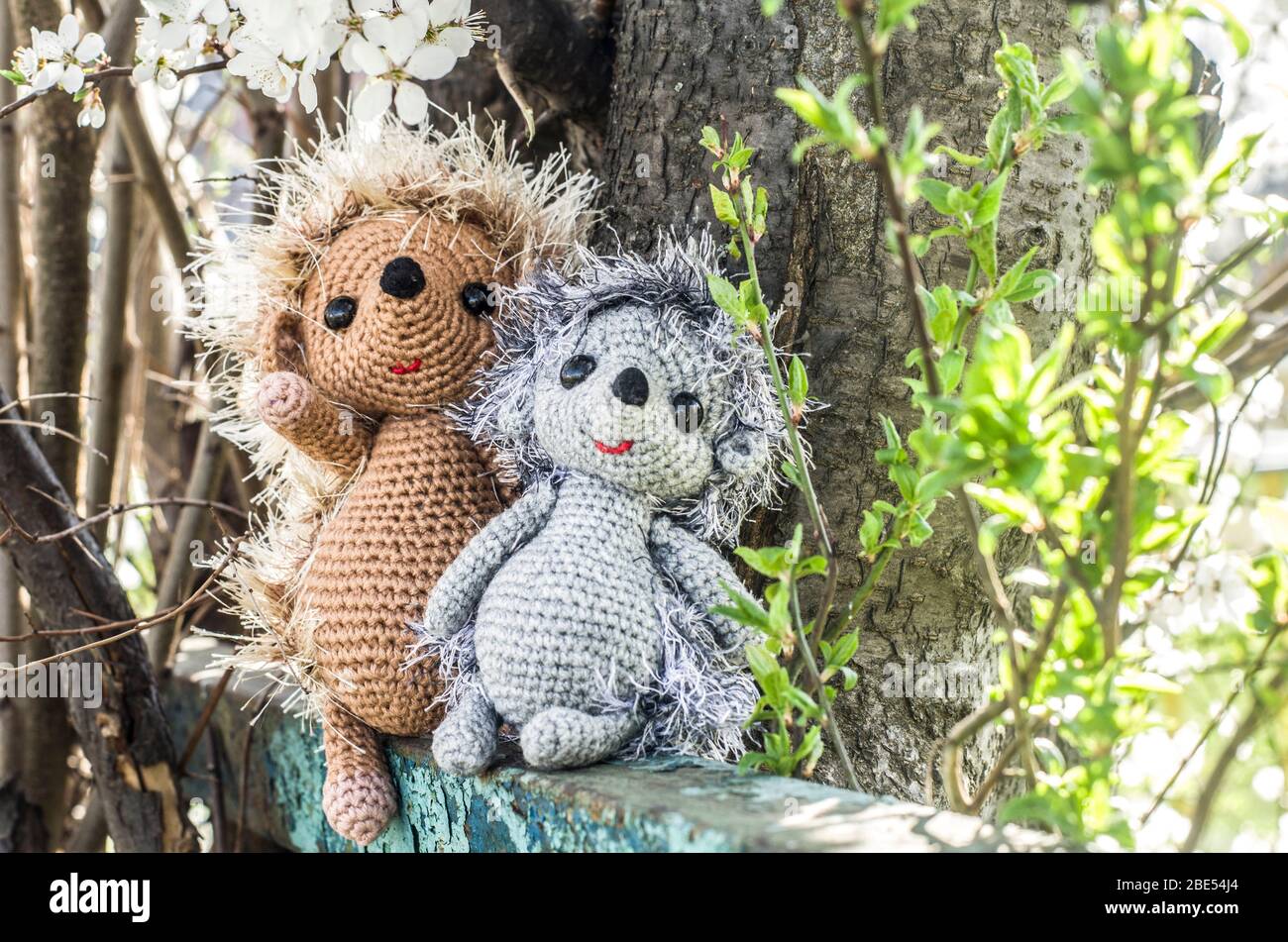 Handmade Crochet Hedgehog Toy in Orange Jumpsuit main image 1