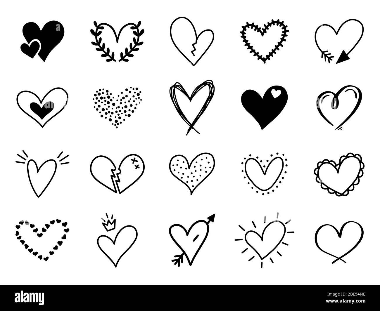 Free Vector | Set of different doodle hearts sketch design