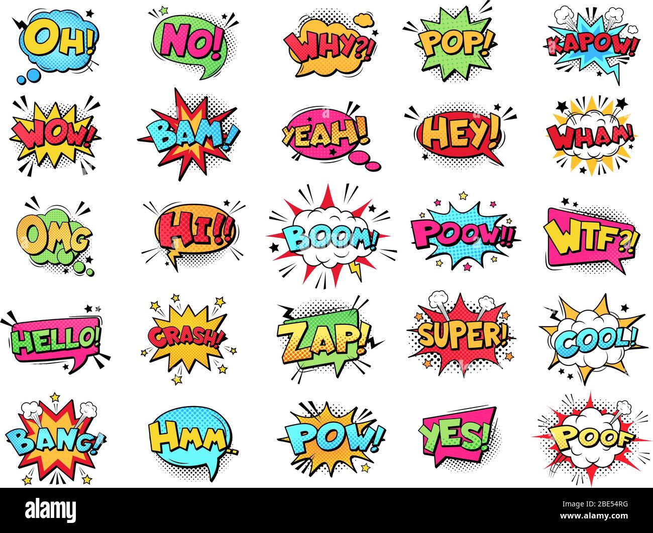 Comic Speech Bubble Cartoon Comic Book Text Clouds Comic Pop Art Book Pow Oops Wow Boom Exclamation Signs Vector Comics Words Set Creative Retro Stock Vector Image Art Alamy