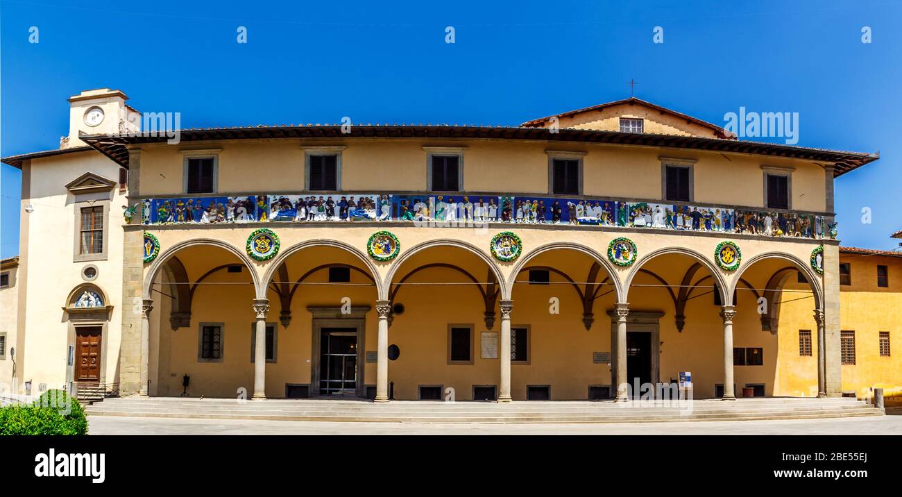 Pistoia / Tuscany, Italy - 24 June 2015: The ancient Ospedale del Ceppo. Today - Museo dello Spedale del Ceppo. Stock Photo