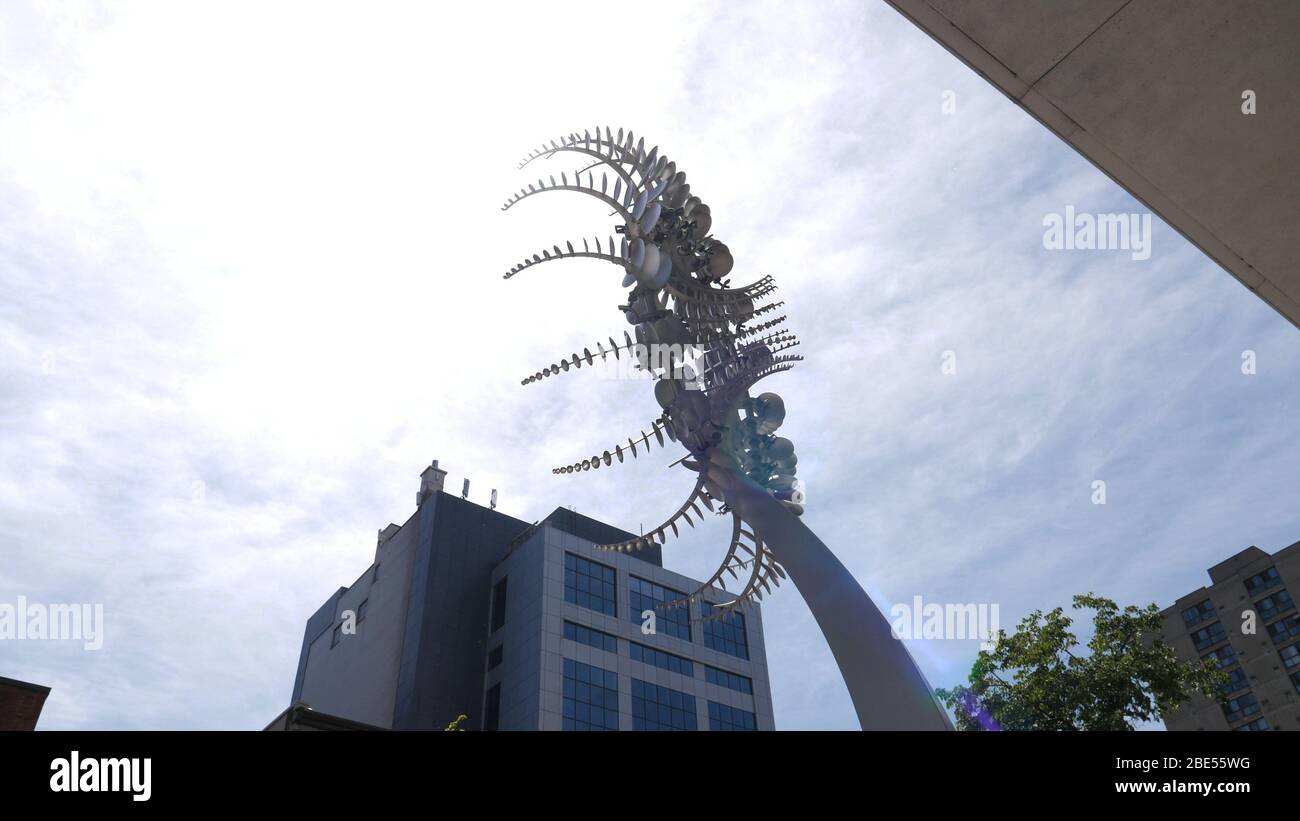 Montreal, QC / Canada June 10 2018 a shiny metal sculpture