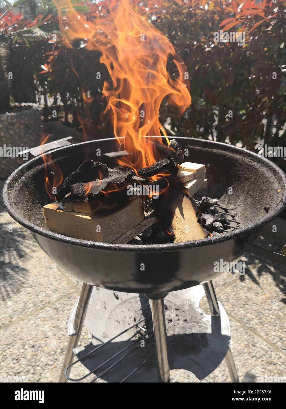 A barbeque in action Stock Photo