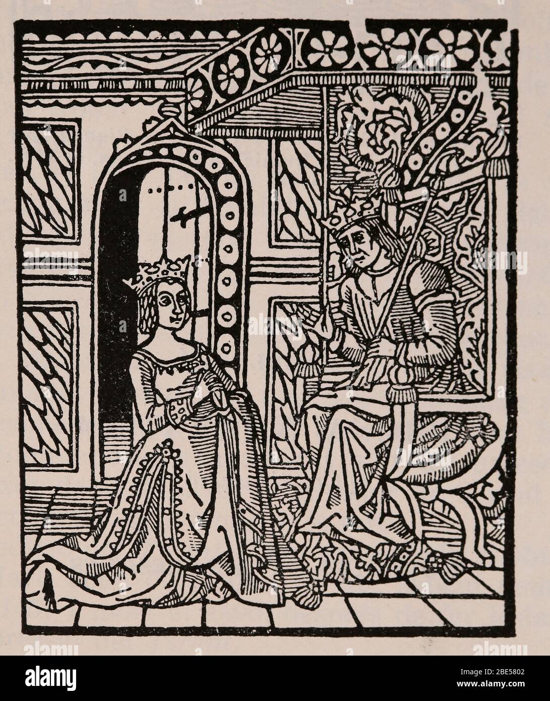Diego de San Pedro (1437-1498). Castilian writer. The Prison of Love. Catalan translation, 15 century. Illustration Stock Photo