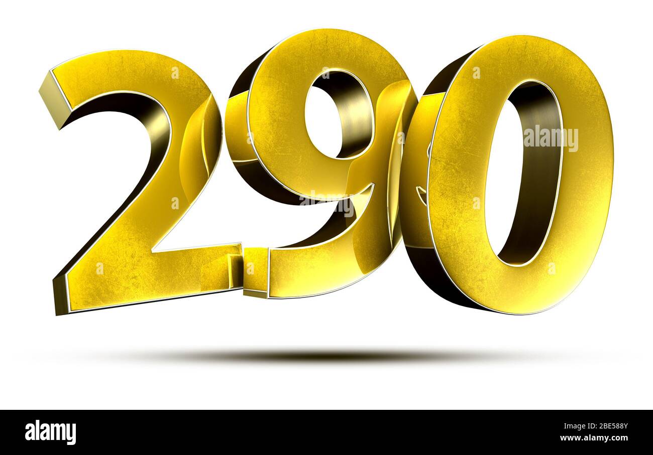 3D illustration Numbers 290 Gold isolated on a white background.(with ...