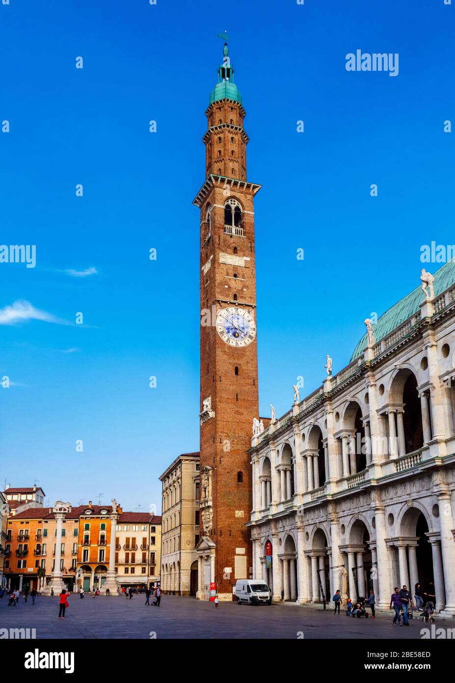 Vicenza, Italy - Oktober, 01, 2017: Torre Bissara on Piazza dei Signori in Vicenza, Italy. Stock Photo