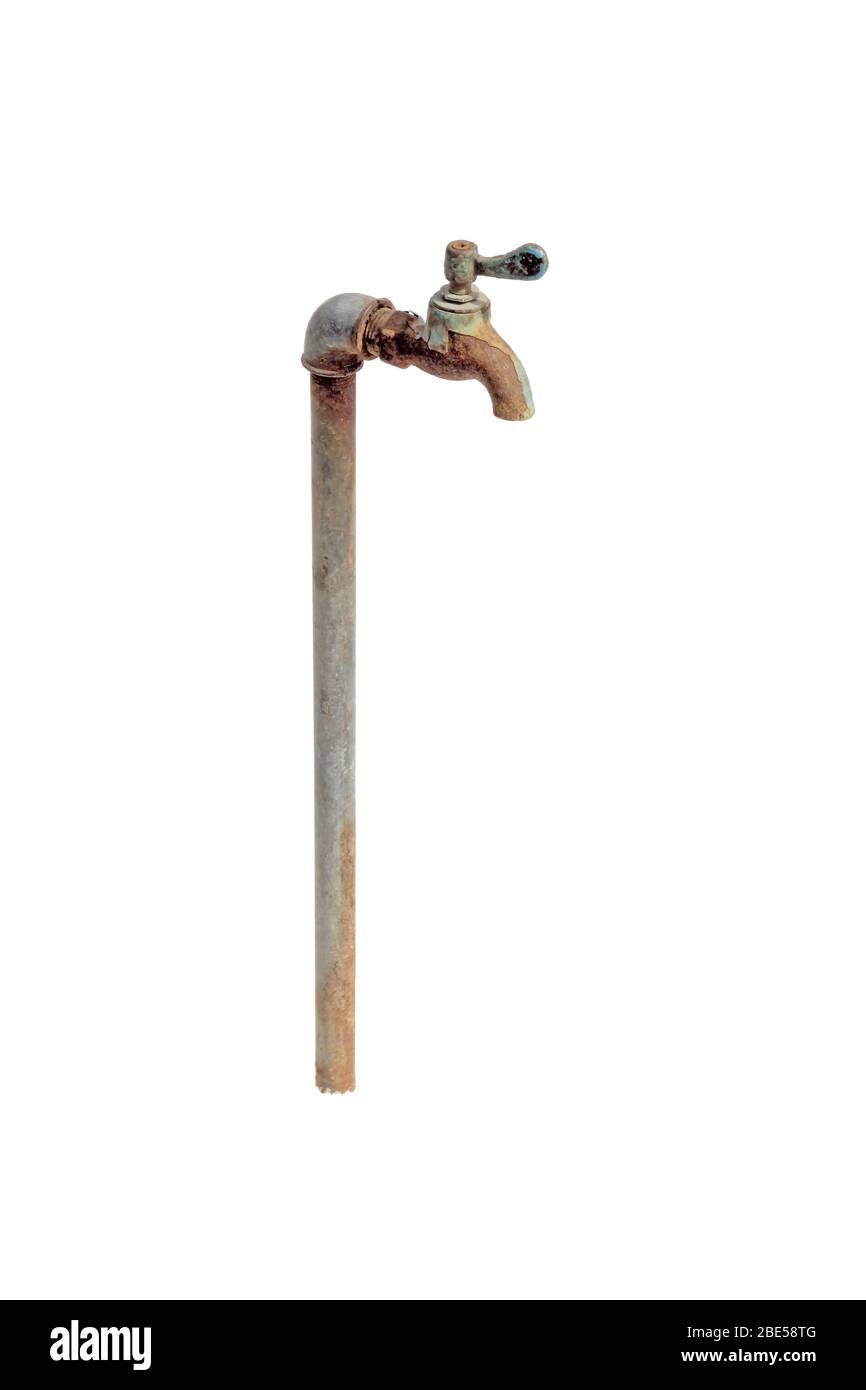 rusty water-tap in the snow Stock Photo
