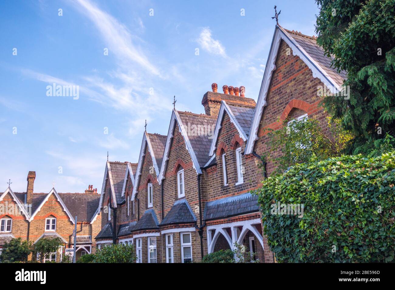 LONDON SEPTEMBER, 2018 A row of attractive brick houses in Wimbledon
