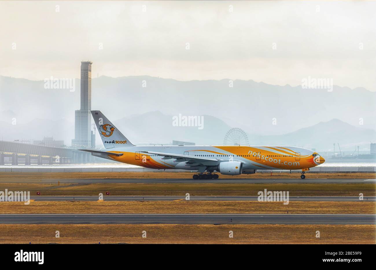 Nok scoot airplane waiting to take off at Kansai International Airport,  Japan Stock Photo - Alamy