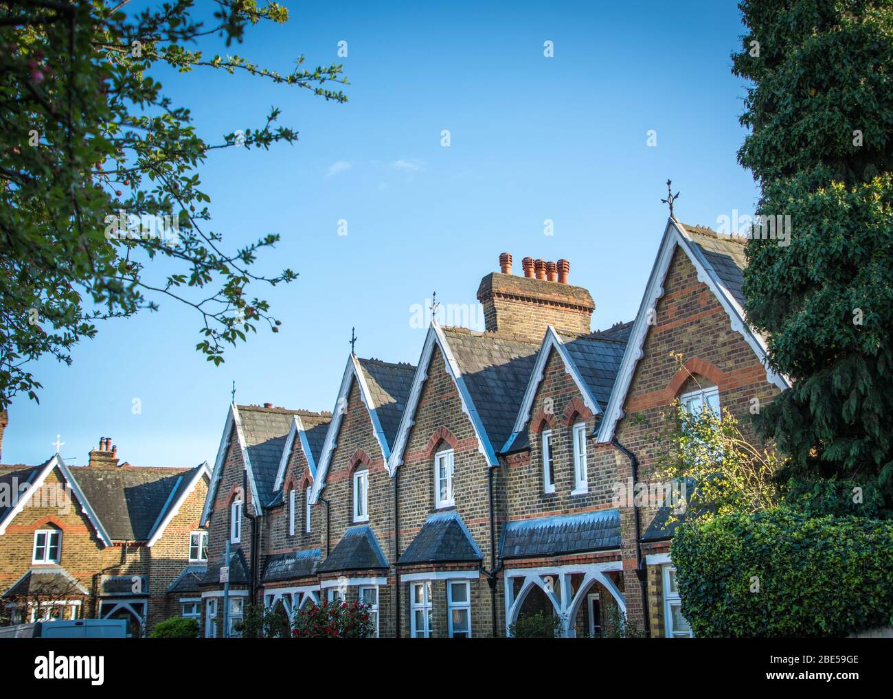 Street of houses in Wimbledon- south west London - UK Stock Photo