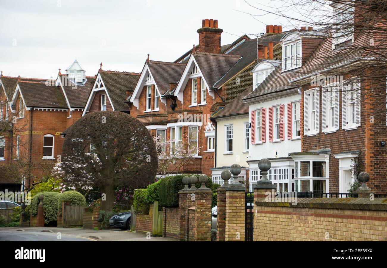 Street of houses in Wimbledon- south west London - UK Stock Photo