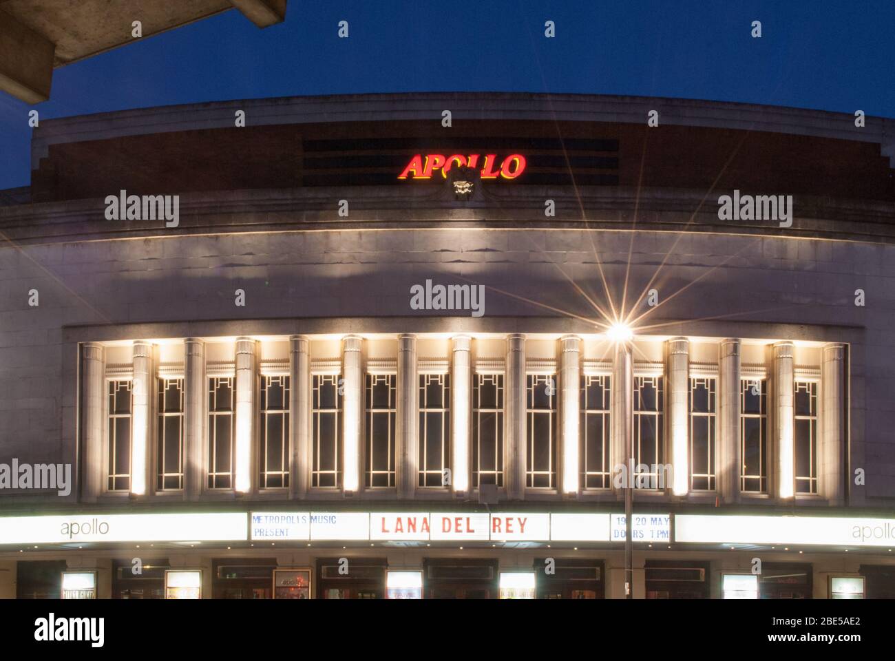 1930s Gaumont Palace Architecture Refurbishment Art Deco HMV Hammersmith Apollo, 45 Queen Caroline St, Hammersmith, London W6 9QH by Robert Cromie Stock Photo