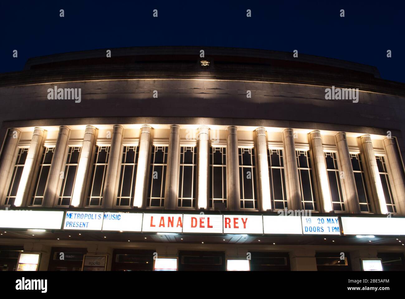 1930s Gaumont Palace Architecture Refurbishment Art Deco HMV Hammersmith Apollo, 45 Queen Caroline St, Hammersmith, London W6 9QH by Robert Cromie Stock Photo