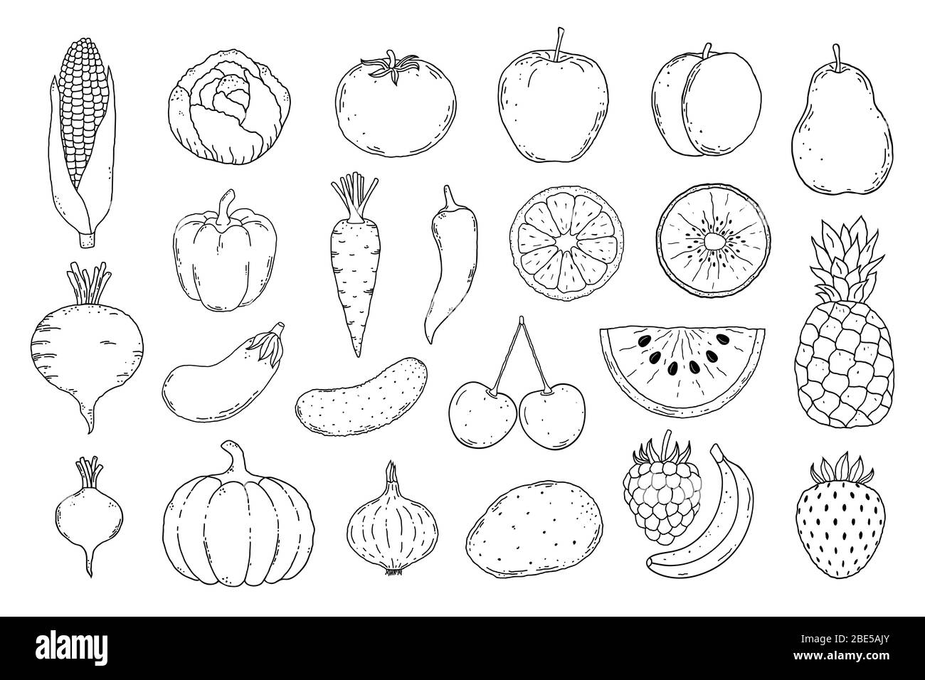 Collection of fruits and vegetables Stock Vector