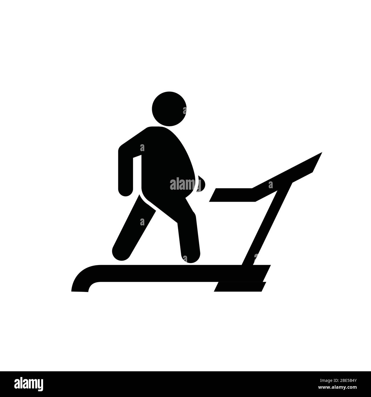 Fat man on treadmill icon, physical exercise to weight loss, diet and sport concept Stock Vector