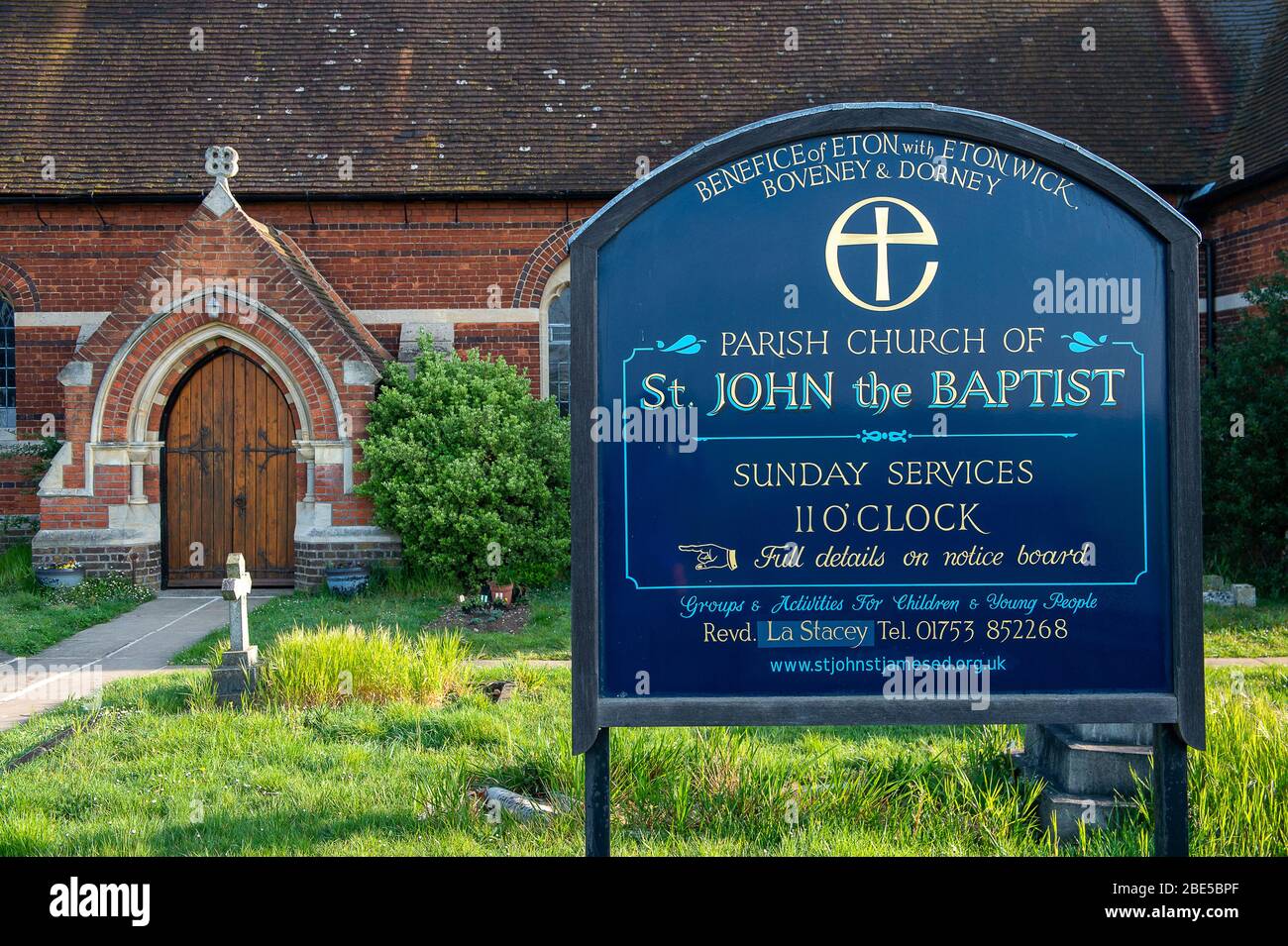 Eton Wick, Windsor, UK. 12th April, 2020. Church Services have been
