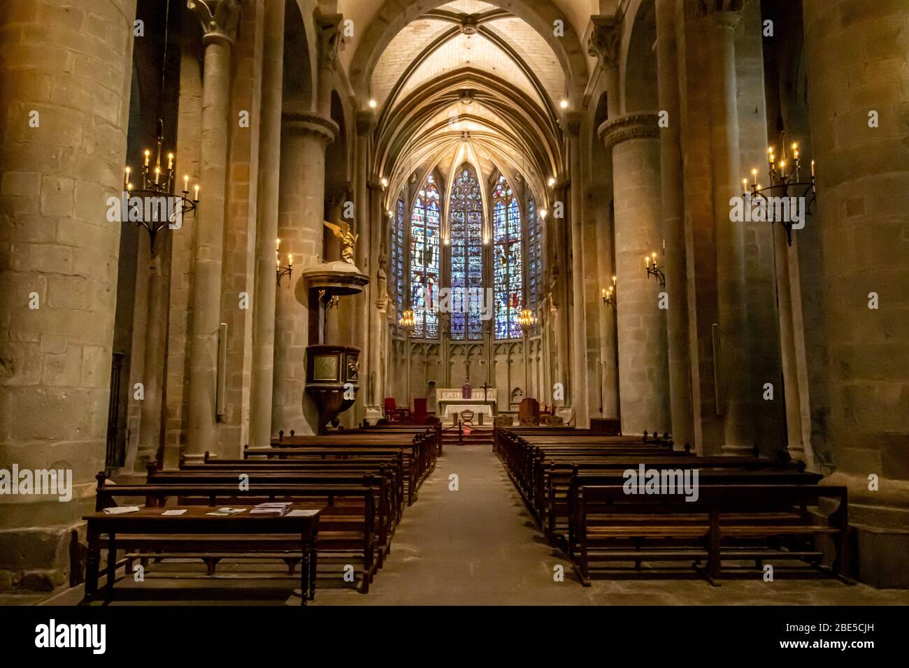 Carcassonne cathedral, Cite de Carcassonne, Haute Garonne, France Stock Photo