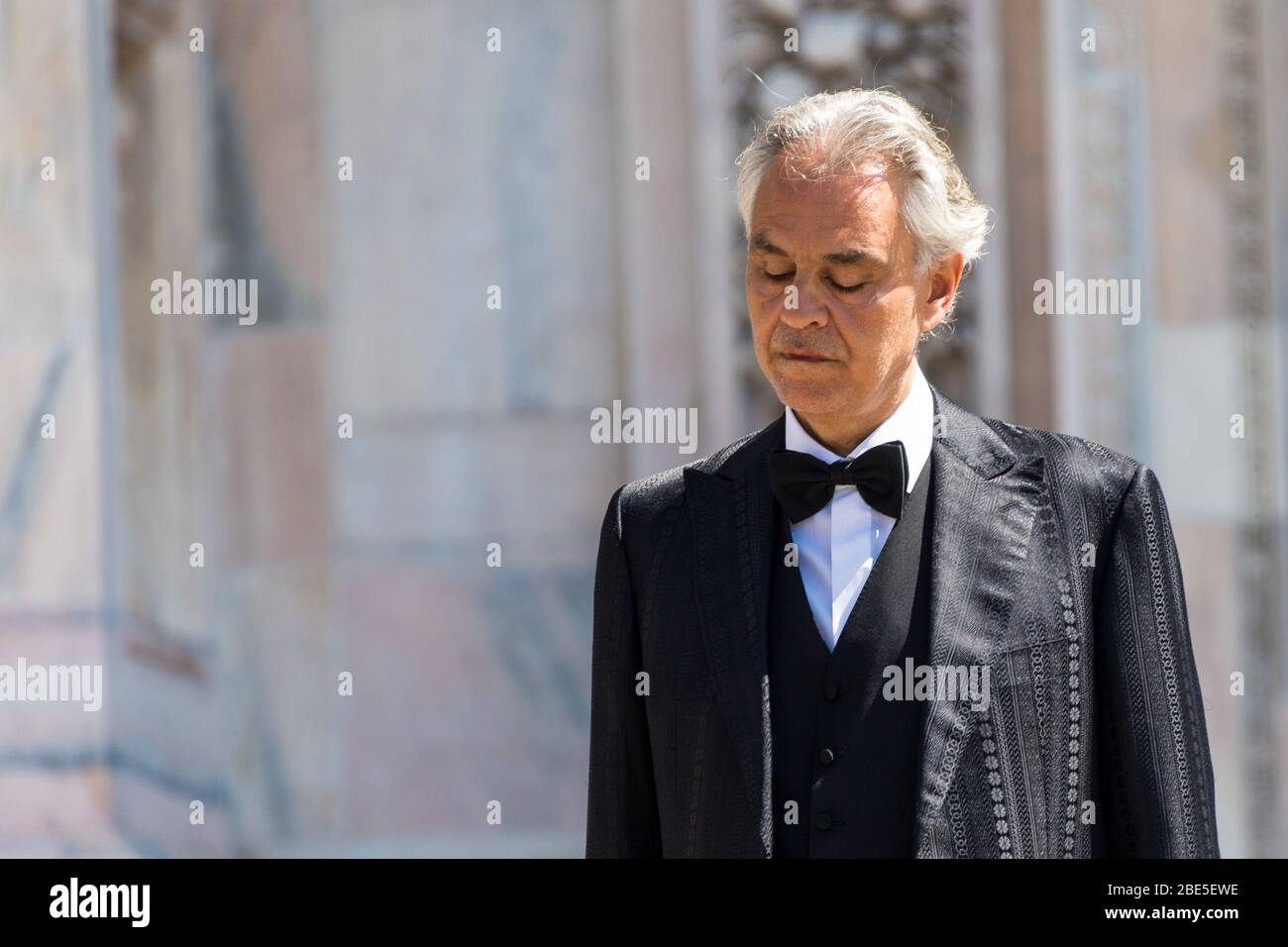 Duomo , Milano, Italy, 12 Apr 2020, Andrea Bocelli during Andrea Bocelli at the Duomo Cathedral -  - Credit: LM/Daniele Cifalà/Alamy Live News Stock Photo