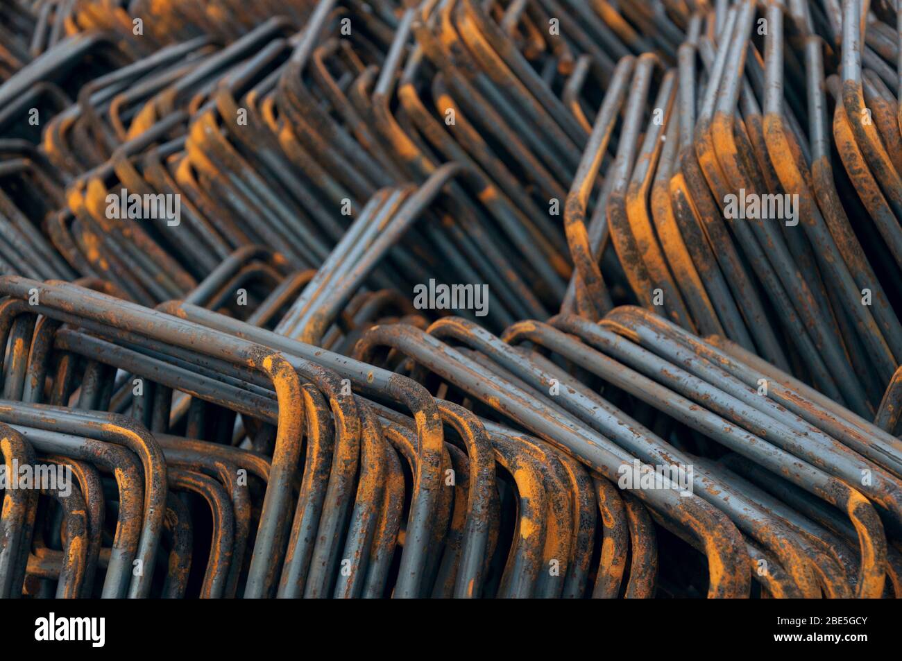 Construction background. Rebar reinforcement for concrete work on a