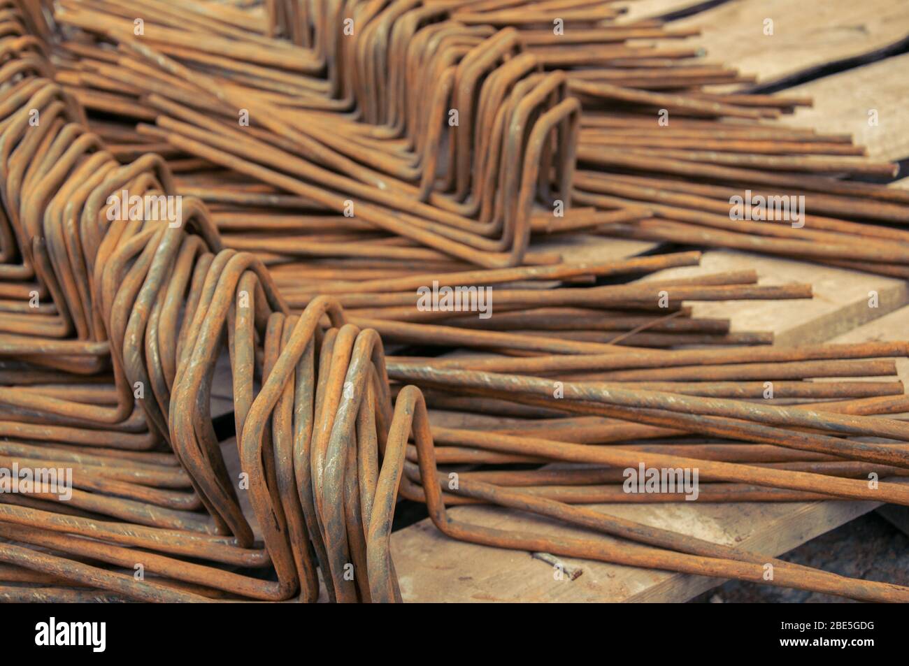 Construction background. Steel rods. . Steel rebar for reinforcement