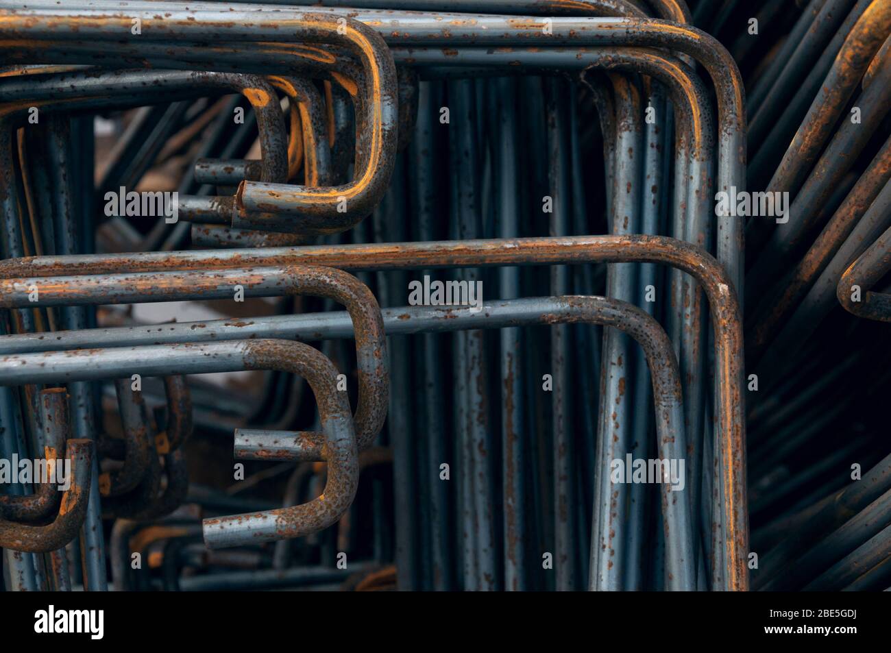 Construction background. Rebar reinforcement for concrete work on a