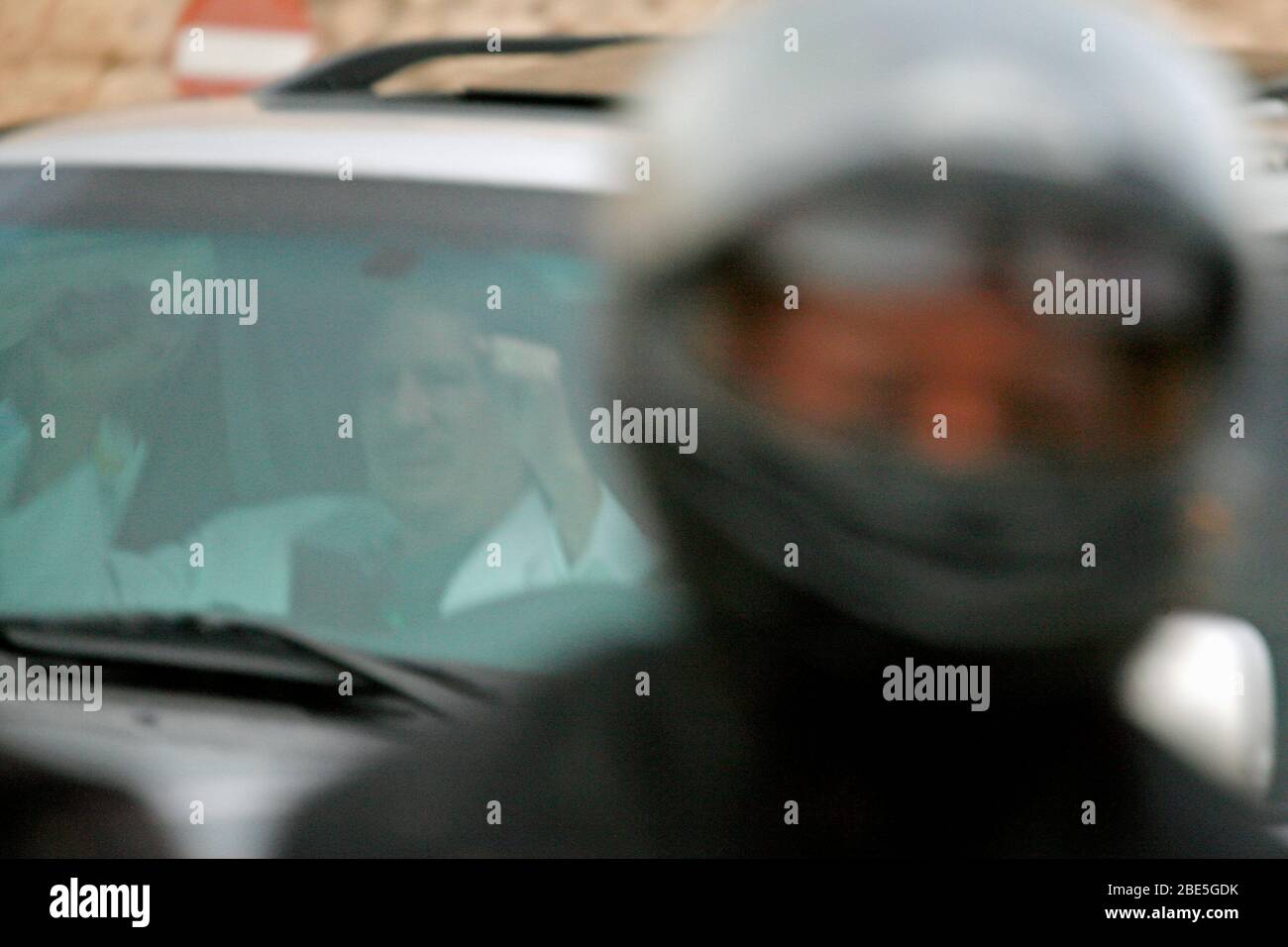 Libyan leader Muhammar Gaddafi returns 29.09.2009 in a car convoy  from the airport after arriving from the UN General Assembly in New York. Stock Photo