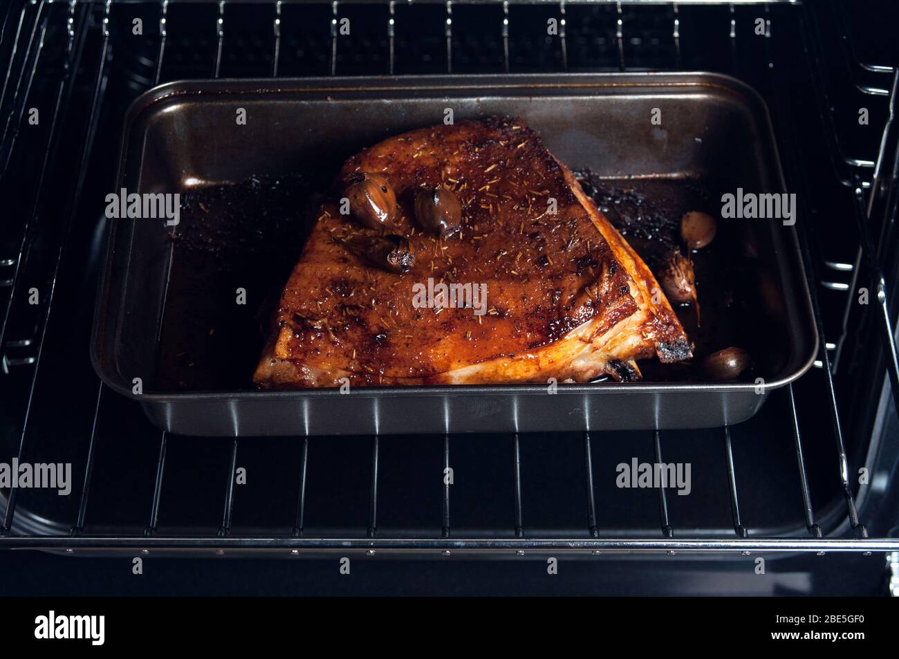 Grilled pork ribs in the oven. Meat from the oven. Ready Meat. Grilling meat  Stock Photo - Alamy