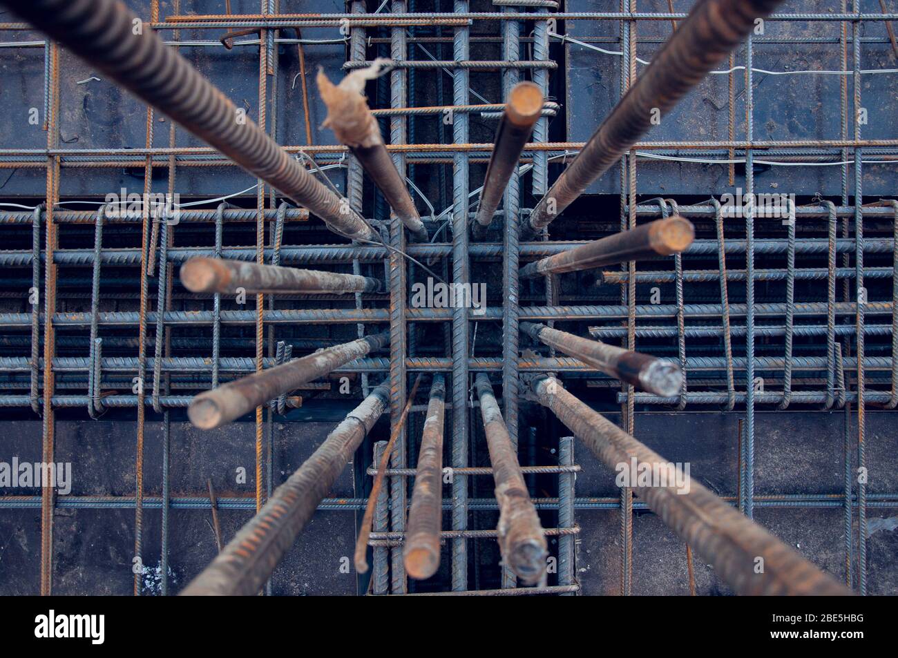 Rebars bars for concrete wall construction of a new building