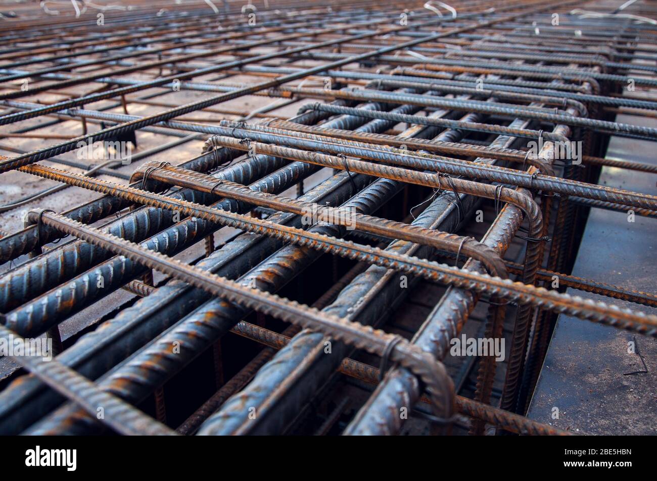 Rebars bars for concrete wall construction of a new building