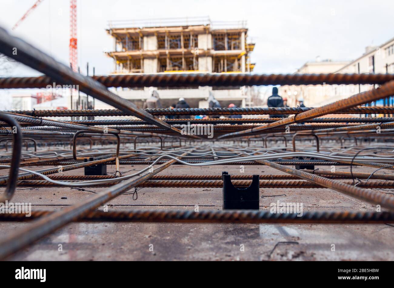 Rebars bars for concrete wall construction of a new building