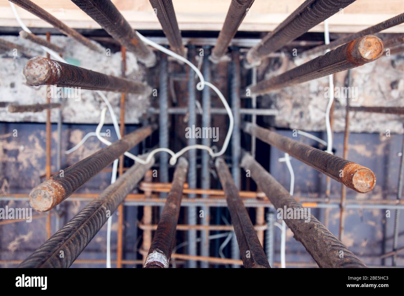 Rebars bars for concrete wall construction of a new building