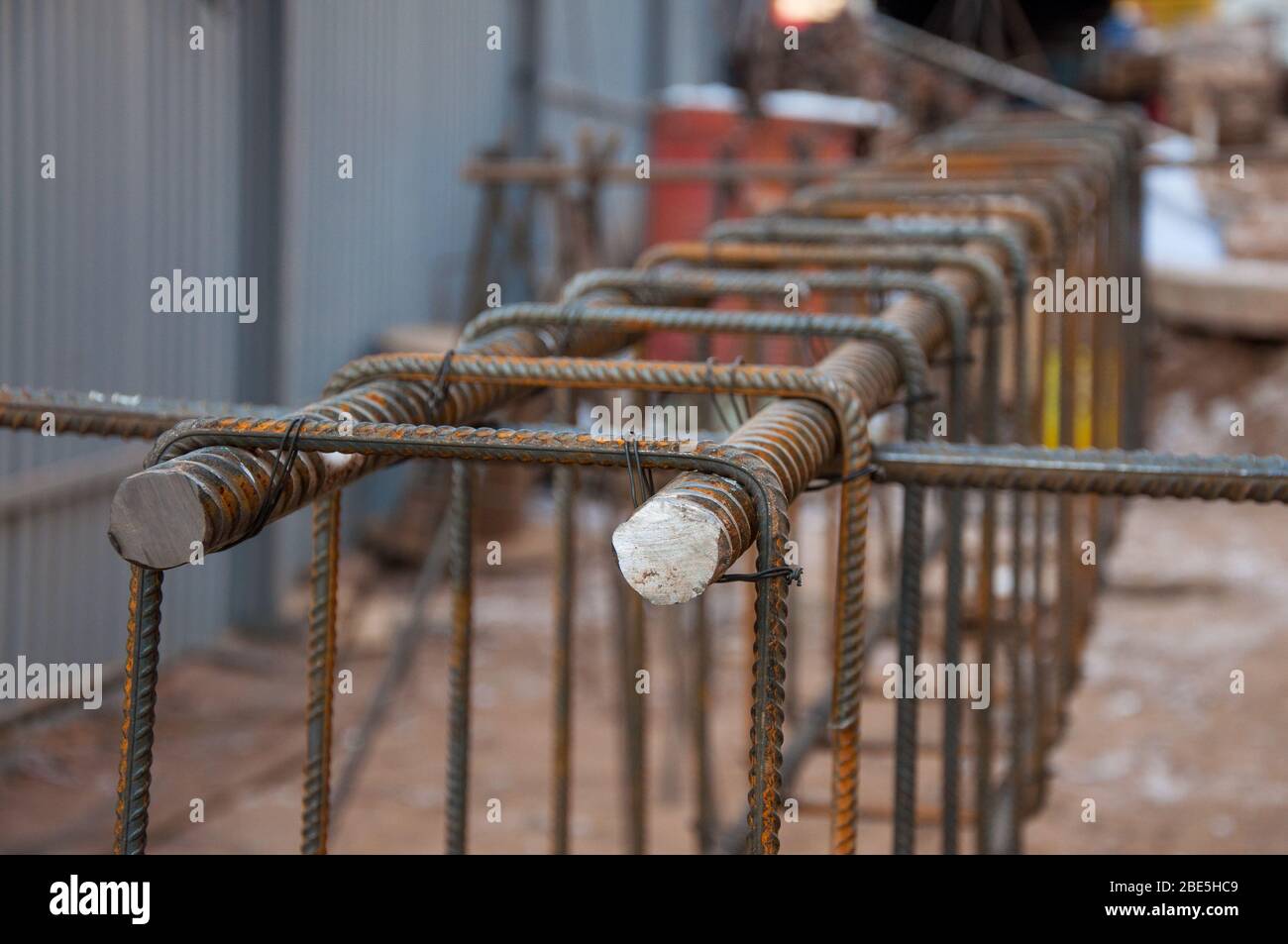 Rebars bars for concrete wall construction of a new building