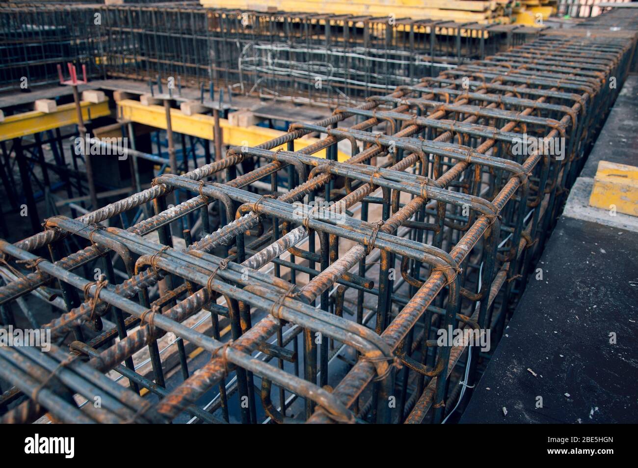 Rebars bars for concrete wall construction of a new building