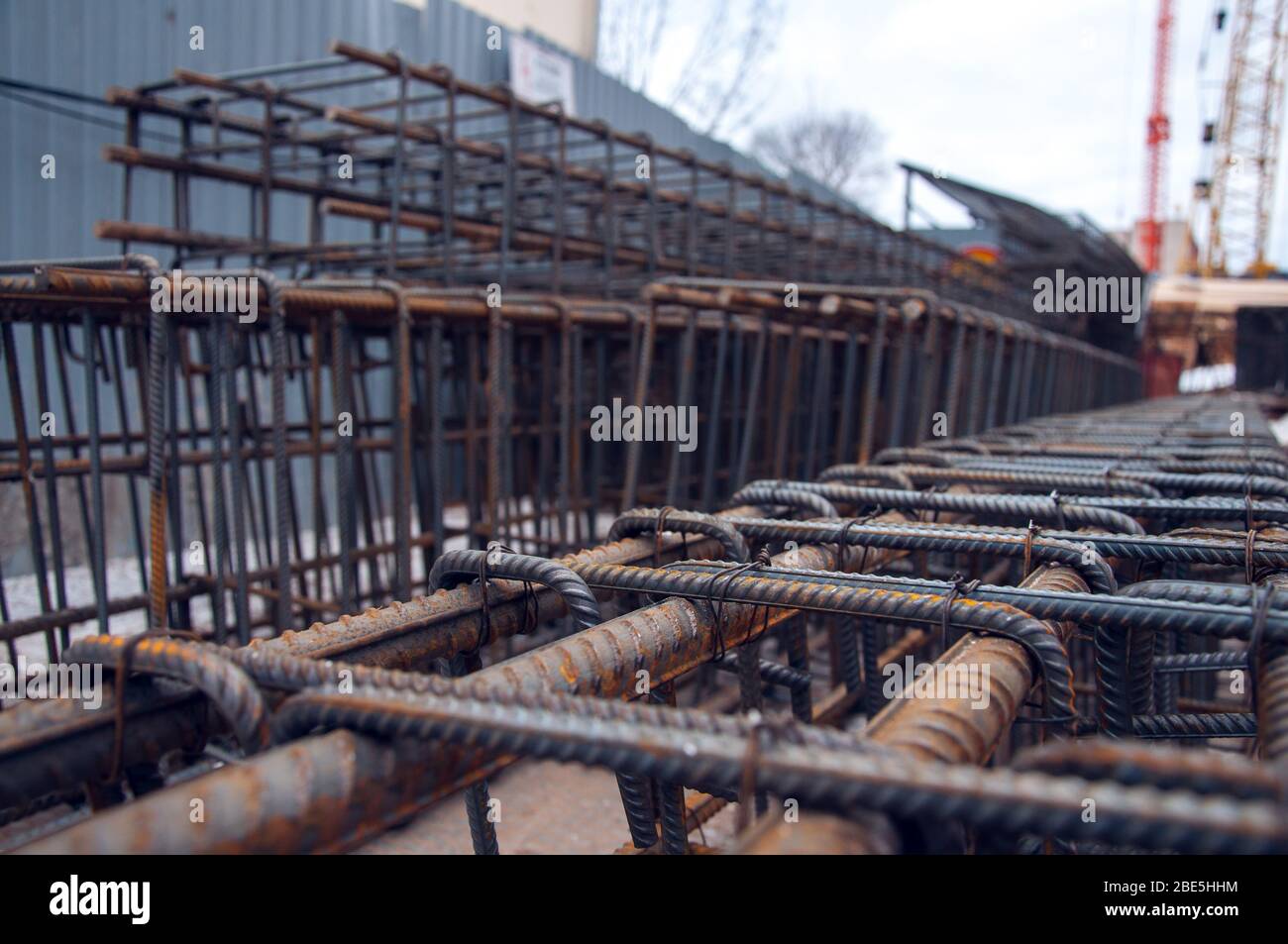 Rebars bars for concrete wall construction of a new building