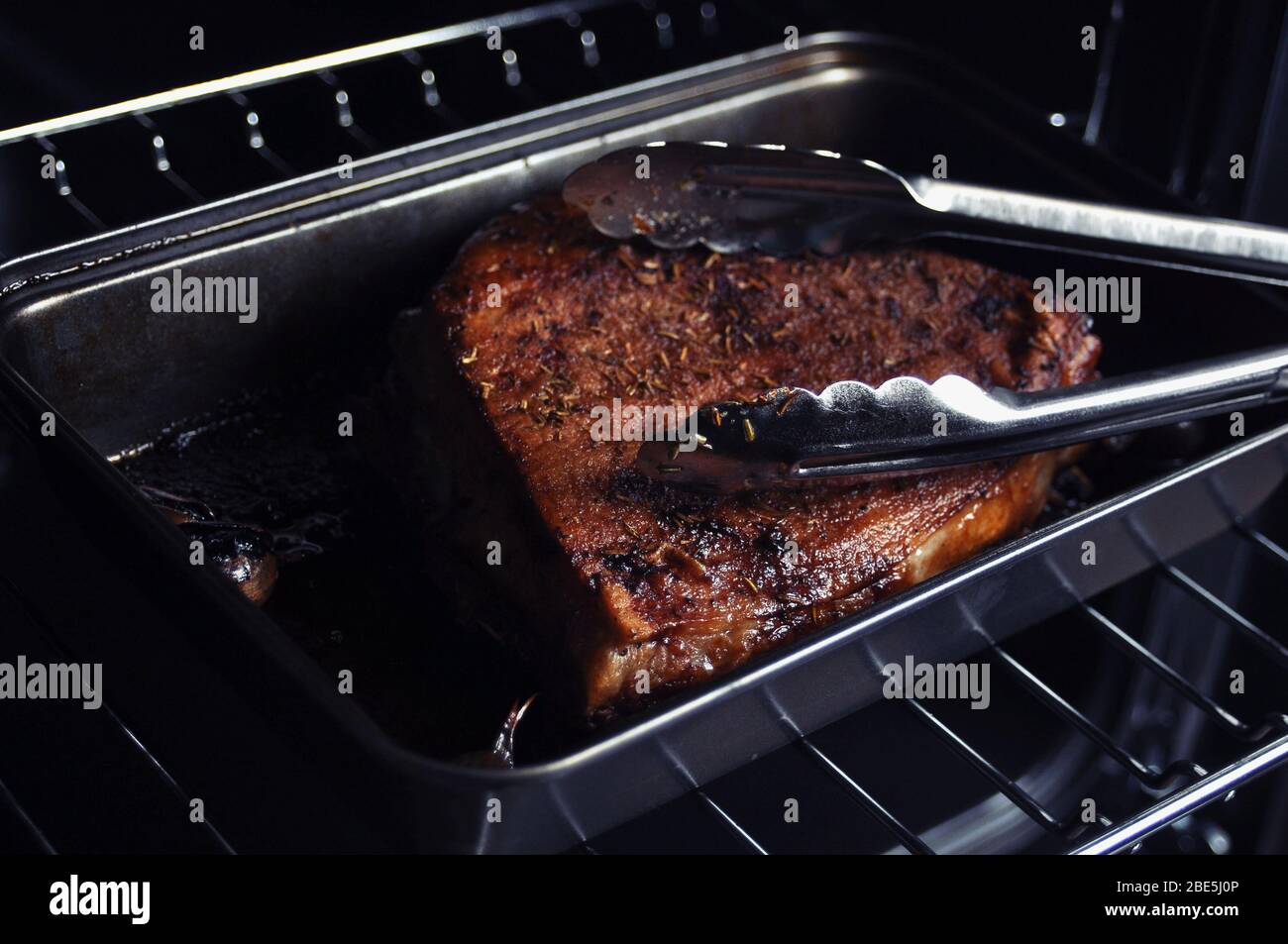 Grilled pork ribs in the oven. Meat from the oven. Ready Meat