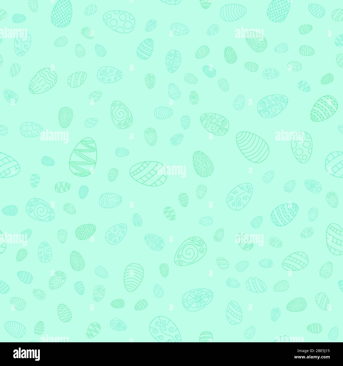 doodle vector easter eggs chaotic seamless pattern - light blue Stock Vector