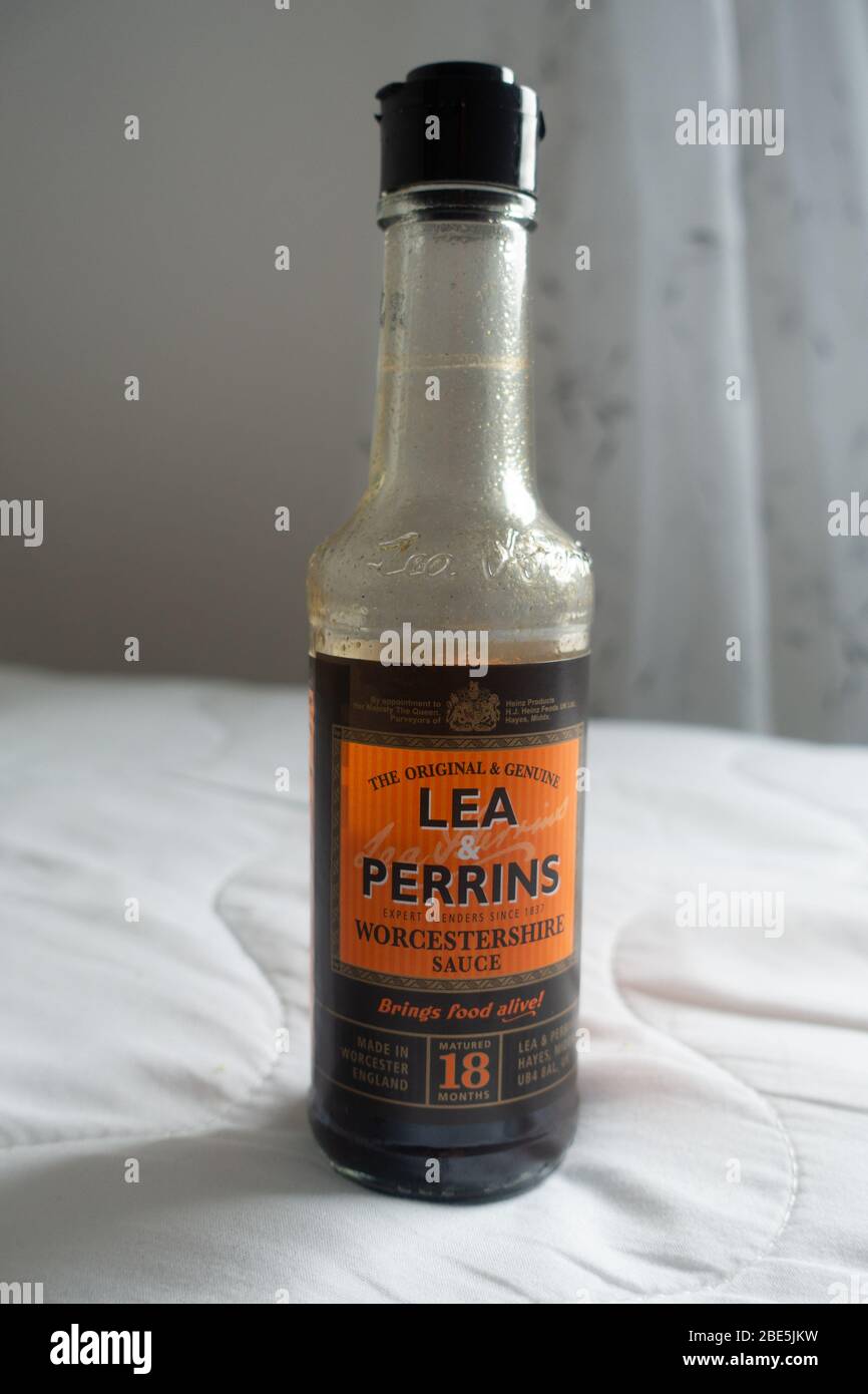 bottle of Lea and Perrins sauce Stock Photo