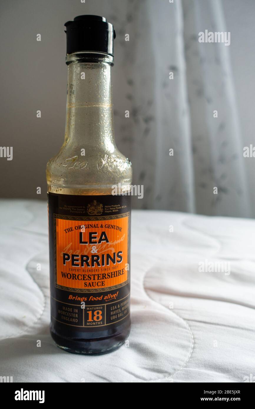 bottle of Lea and Perrins sauce Stock Photo