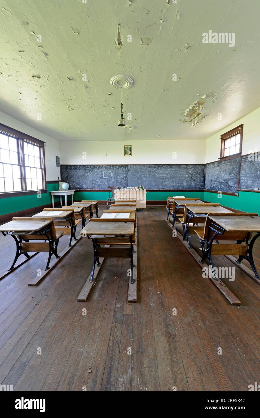 St. John’s School a Provincial Heritage Site is a one-room schoolhouse near Leader Saskatchewan, Canada Stock Photo