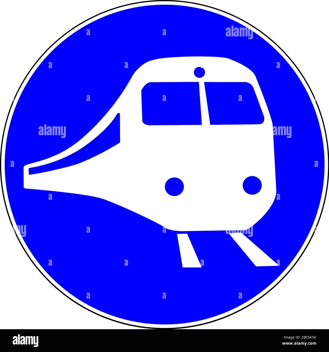 Train allowed blue road sign Stock Photo Alamy
