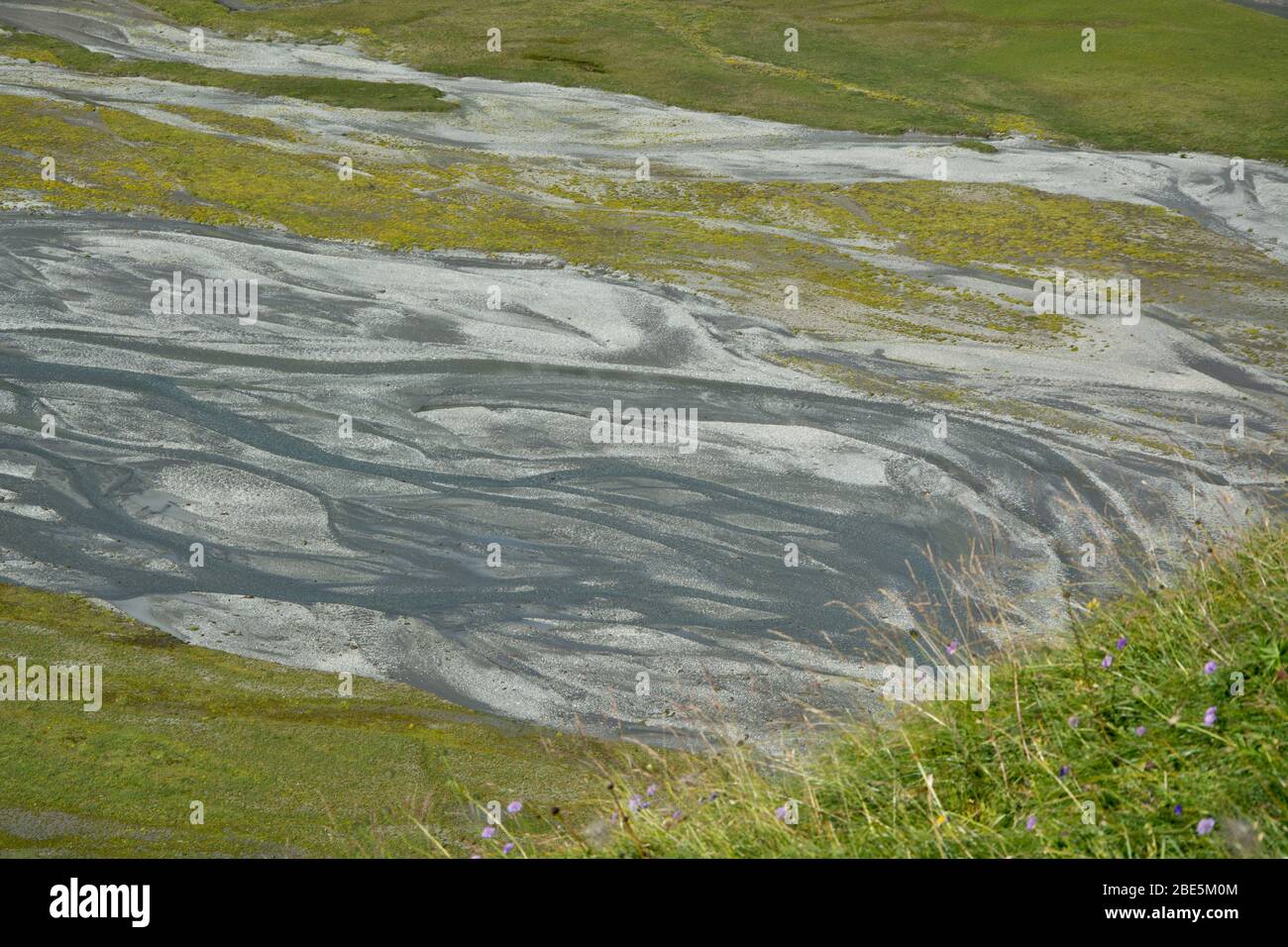 Blick über die untere Segnes-Ebene, Auenlandschaft von nationaler Bedeutung, oberhalb von Flims, Graubünden Stock Photo