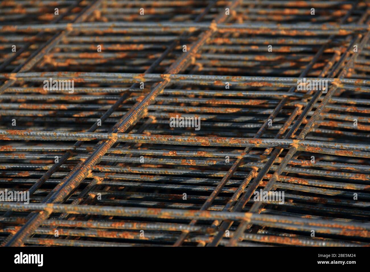 Reinforcing steel bars for building new concrete structures. Base for