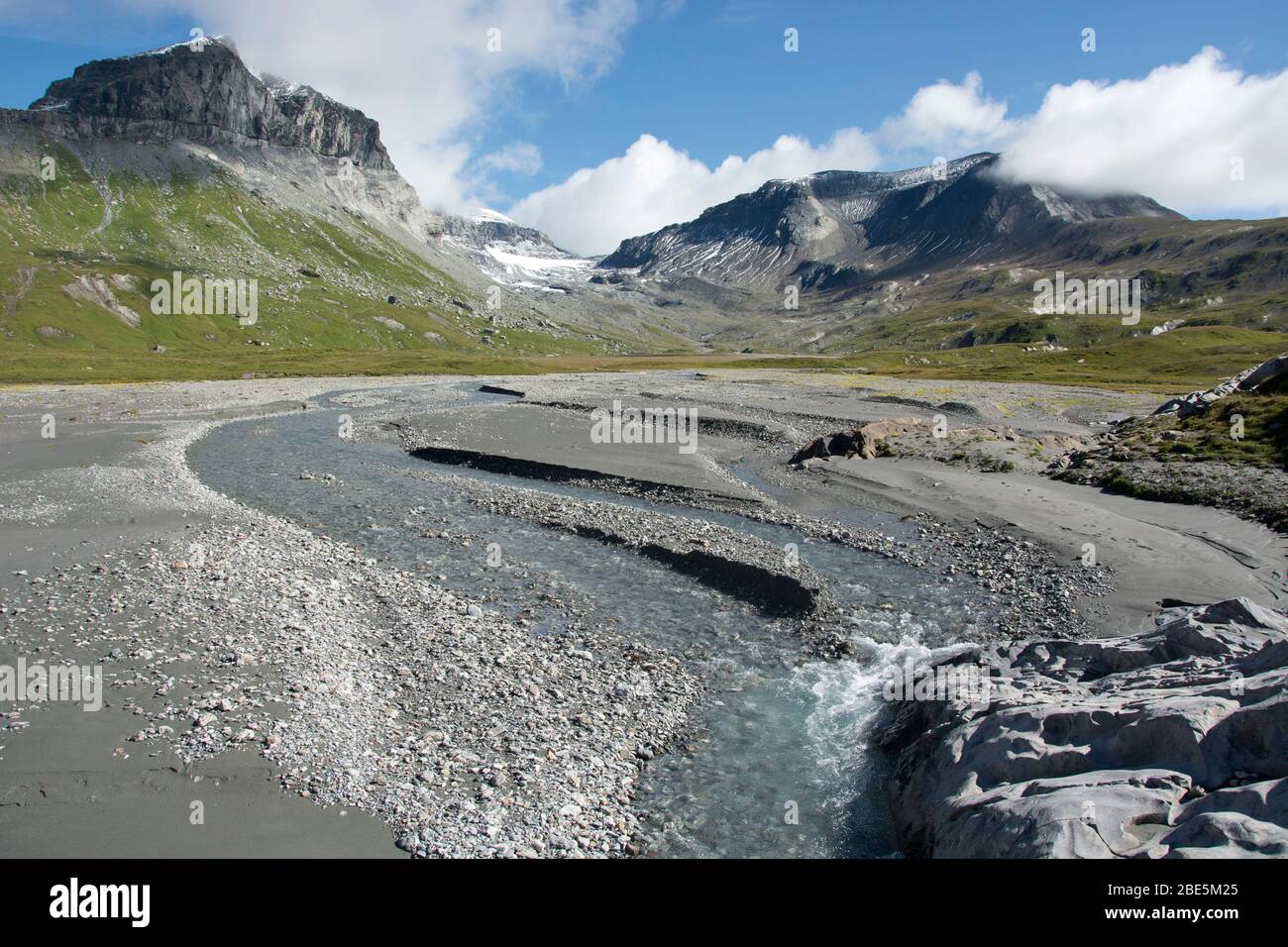 Blick über die obere Segnes-Ebene, Auenlandschaft von nationaler Bedeutung, oberhalb von Flims, Graubünden Stock Photo