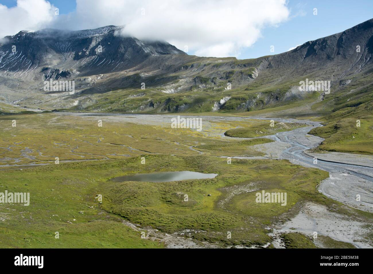 Blick über die obere Segnes-Ebene, Auenlandschaft von nationaler Bedeutung, oberhalb von Flims, Graubünden Stock Photo